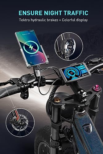 750W Fat Tire Electric Bike 26 Inch 20AH Removable Battery Full Suspension Shimano 8 Speed C446511