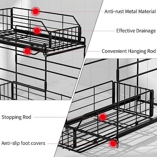2 Tier Pull Out Cabinet Organizer with Hanging Rail E444