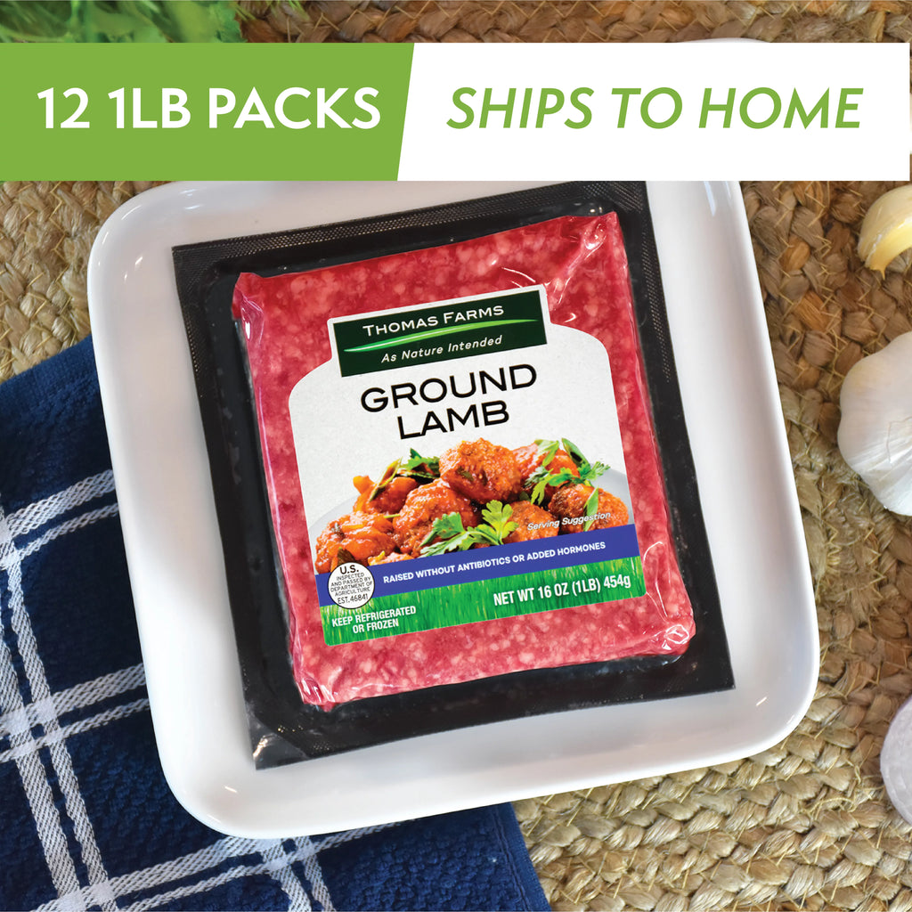 Grass Fed Free Range Ground Lamb, Twelve 1 lb Packages M86699
