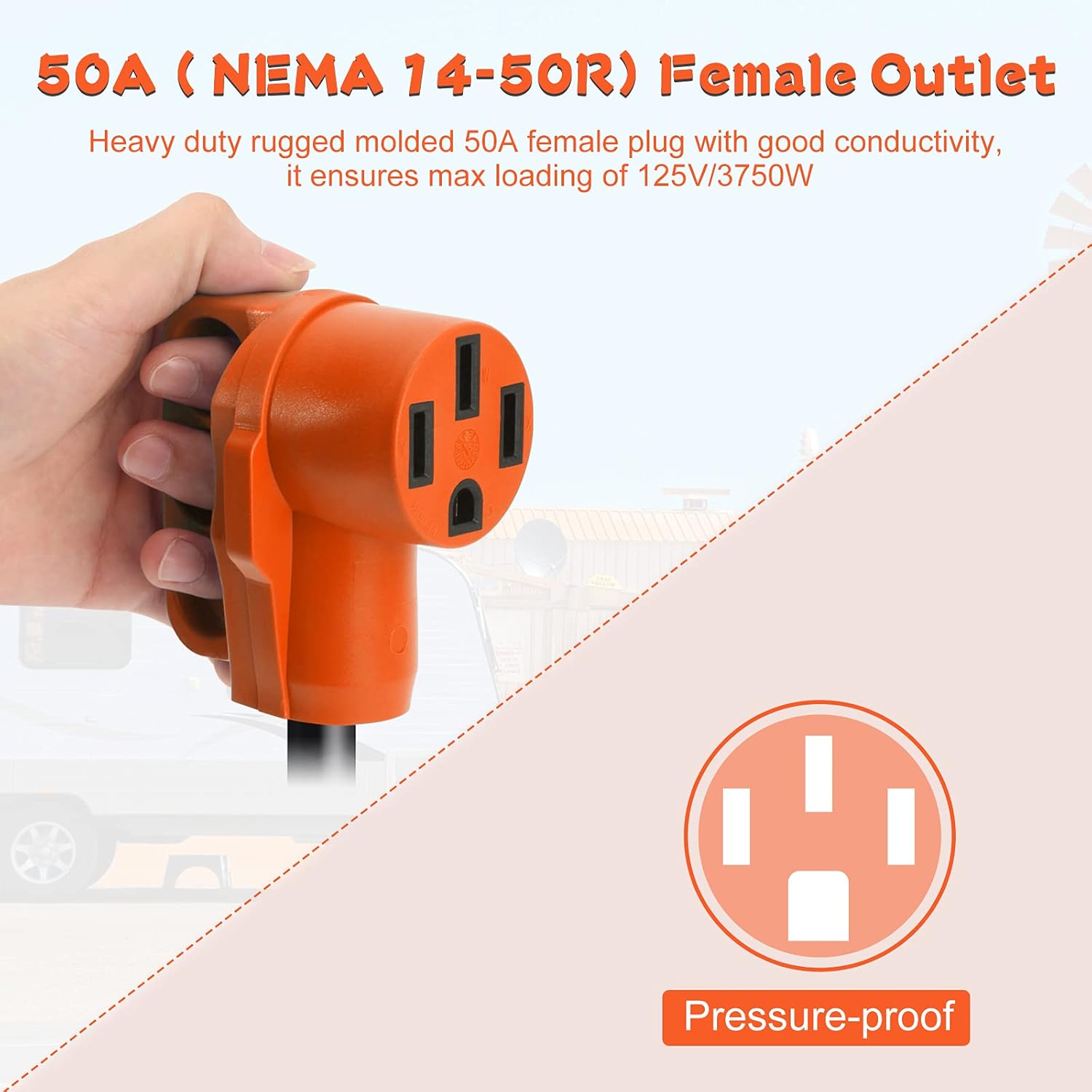 30 Amp Male to 50 Amp Female RV Adapter Cord 12inch W141422