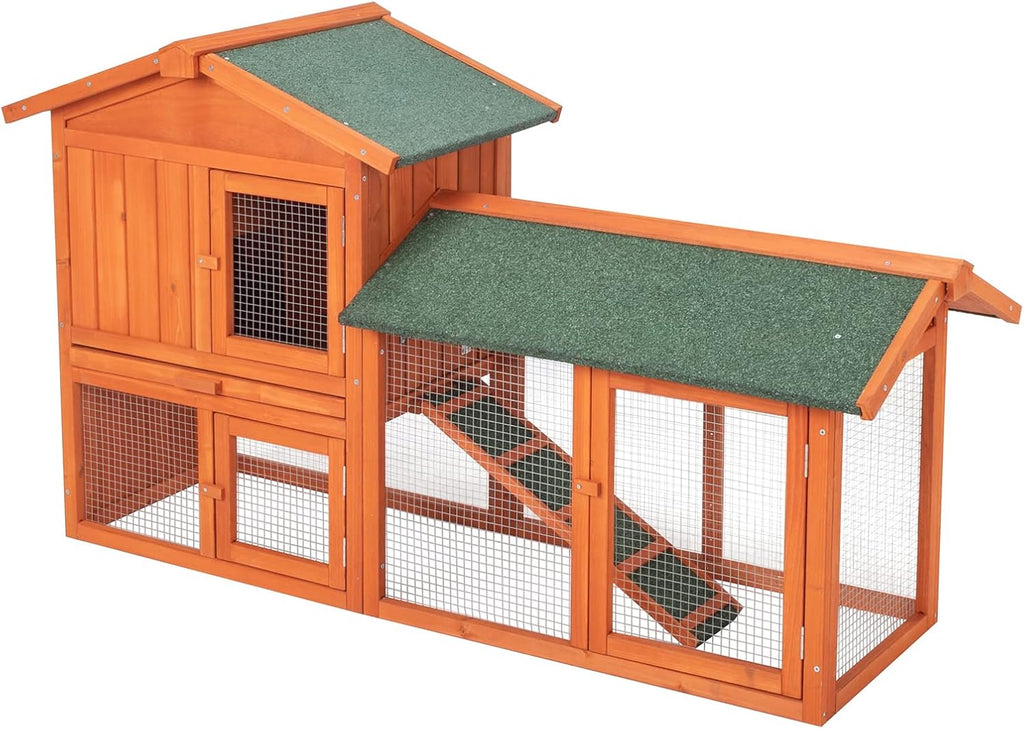 61" Wooden Chicken Coop on Wheels with Waterproof Tray Z9426