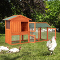 61" Wooden Chicken Coop on Wheels with Waterproof Tray Z9426