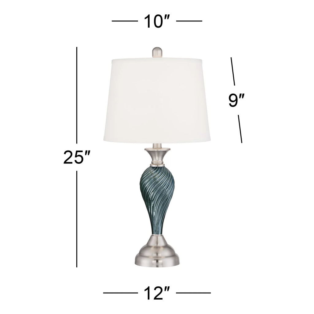 Set of 2 Green-Blue Glass Table Lamps N990672