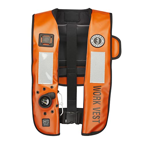 Orange & Black Inflatable Work Vest, 35 lb. Buoyancy Y981