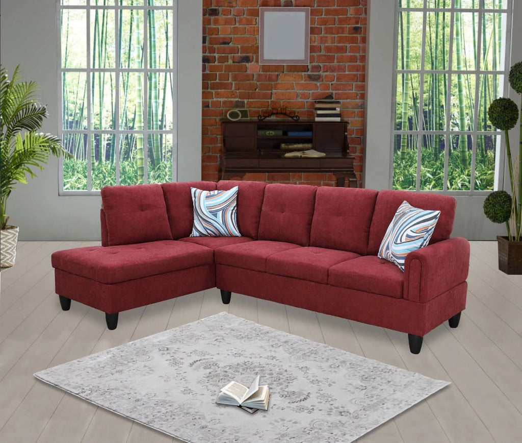 Wine Red L Shaped Sectional Sofa I838