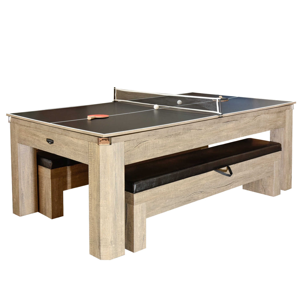 Rustic Gray 7-ft Pool Table Combo Set with Benches S75467