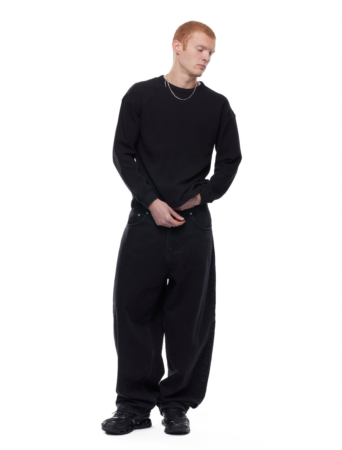 GA WAFFLE LONG-SLEEVE - BLACK
