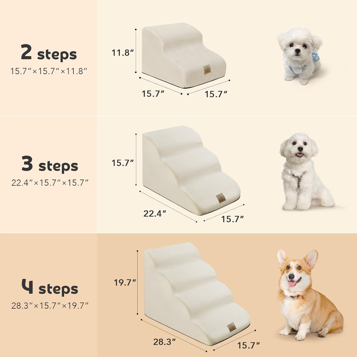 Beige 4-Tier Foam Pet Stairs S174731