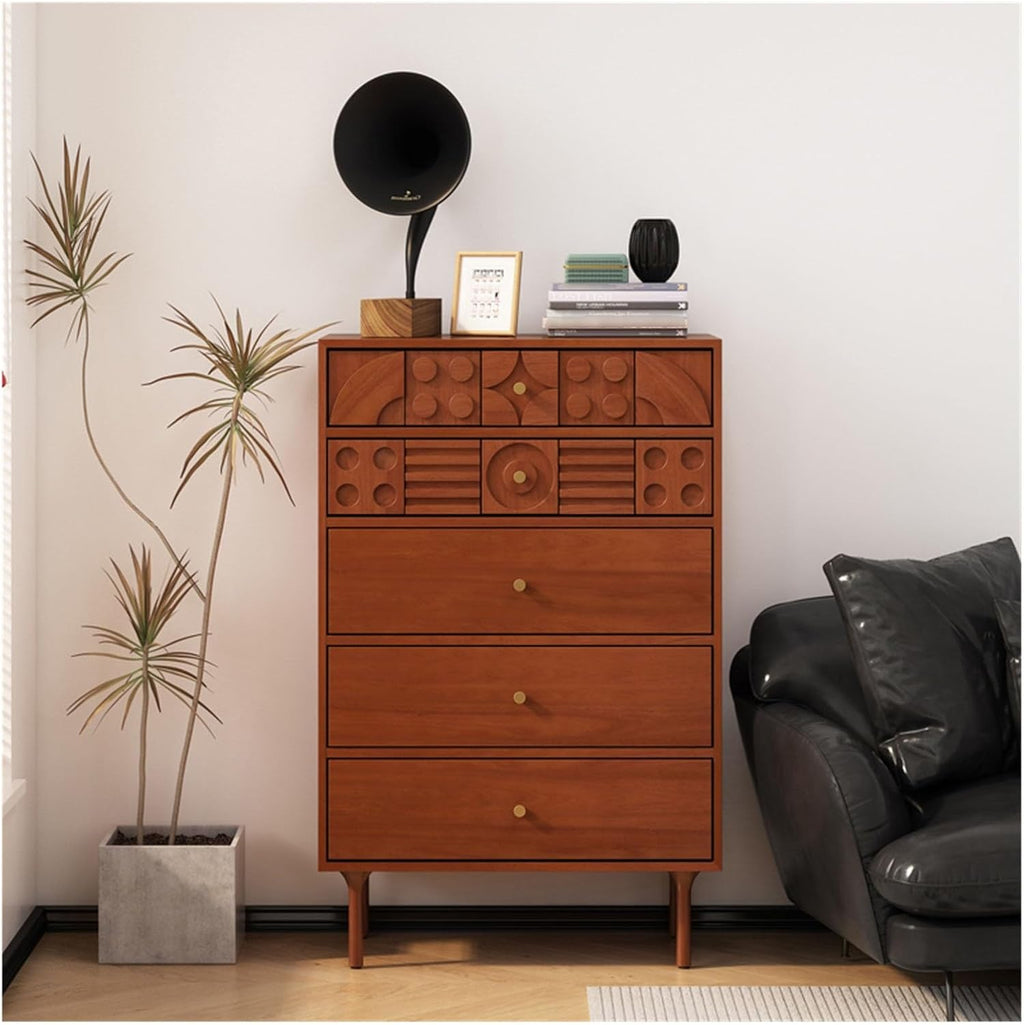 5 Drawer Wood Dresser with Gold Handles A606772