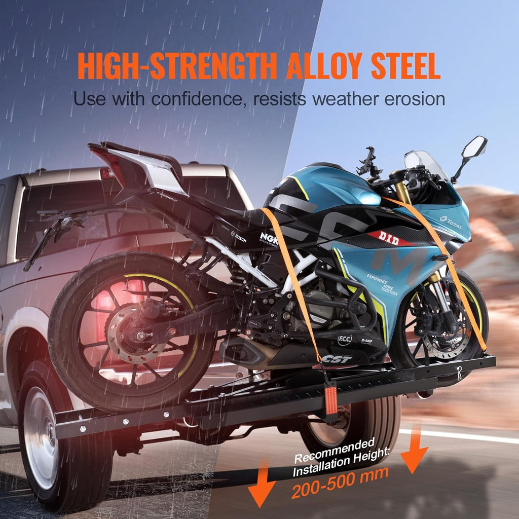 600 LBS Steel Motorcycle Carrier Hitch Mount with Loading Ramp I7294