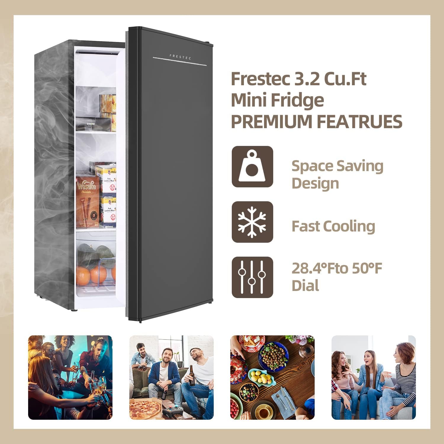 3.2 Cu.Ft. Small Refrigerator with Freezer (Black) I7209