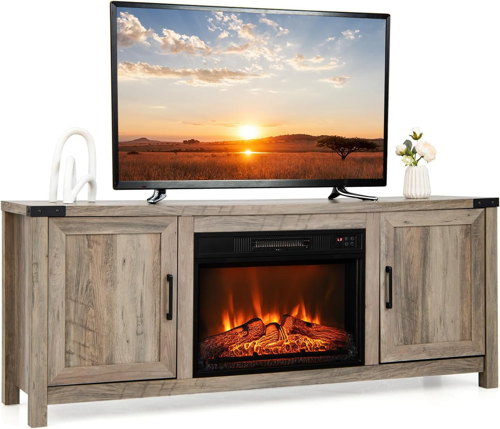 Electric Fireplace TV Stand with Storage Cabinets F5922