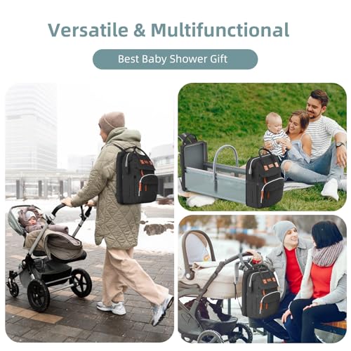 Black Large Diaper Bag Backpack with Changing Station Z13373