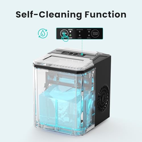White Nugget Ice Maker Machine, 26lbs in 24Hrs, Auto-Cleaning Portable Ice Maker with Basket and Scoop T9648