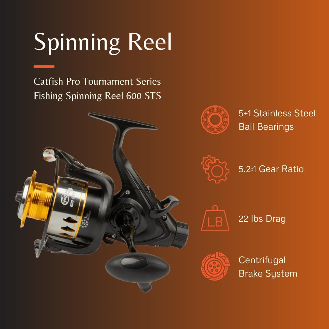 Spinning Reel 600 STS, 5.2:1 Gear, 22lb Drag, Aluminum Spool J2851