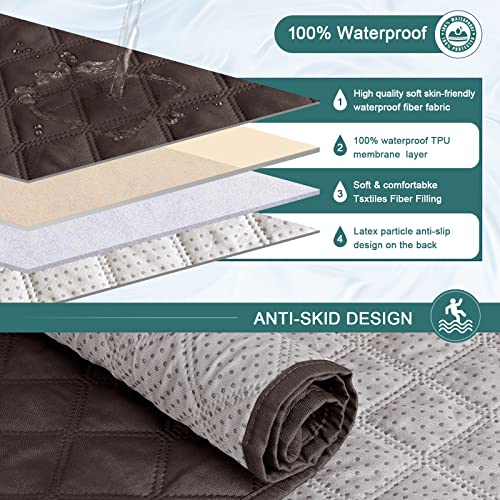 Khaki 3 Seater Recliner Sofa Cover with Elastic Straps U8194