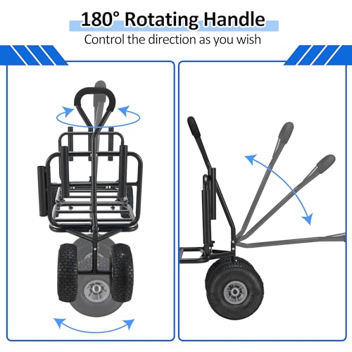 Black Heavy Duty Foldable Fishing Cart with All Terrain Big Wheels V626206
