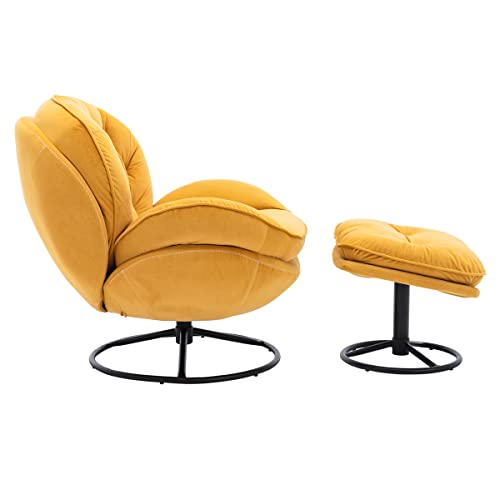 Purple Velvet Swivel Accent Chair with Ottoman Set P271341