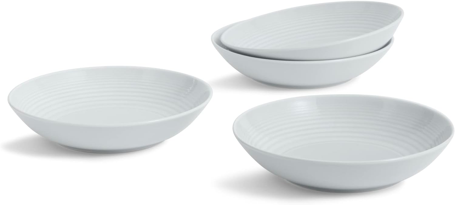Set of 4 Light Grey Stoneware Pasta Bowl 9.5 inches Q808679
