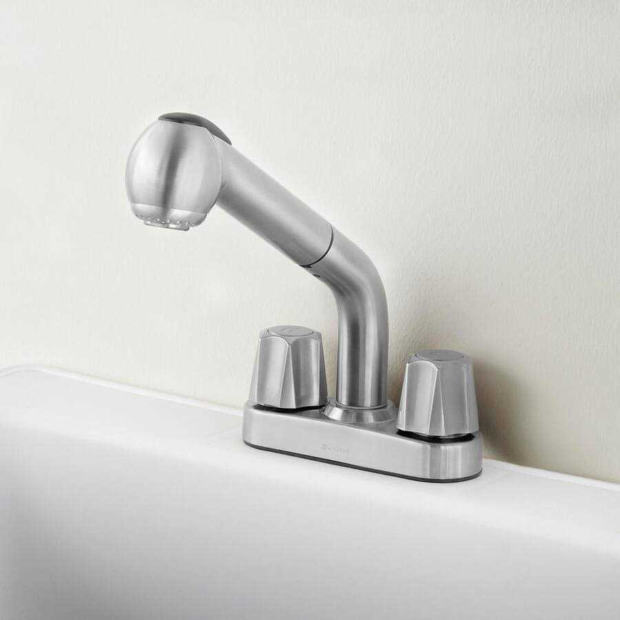 2-Handle Centerset Pull-Out Laundry Faucet in Stainless Steel H801