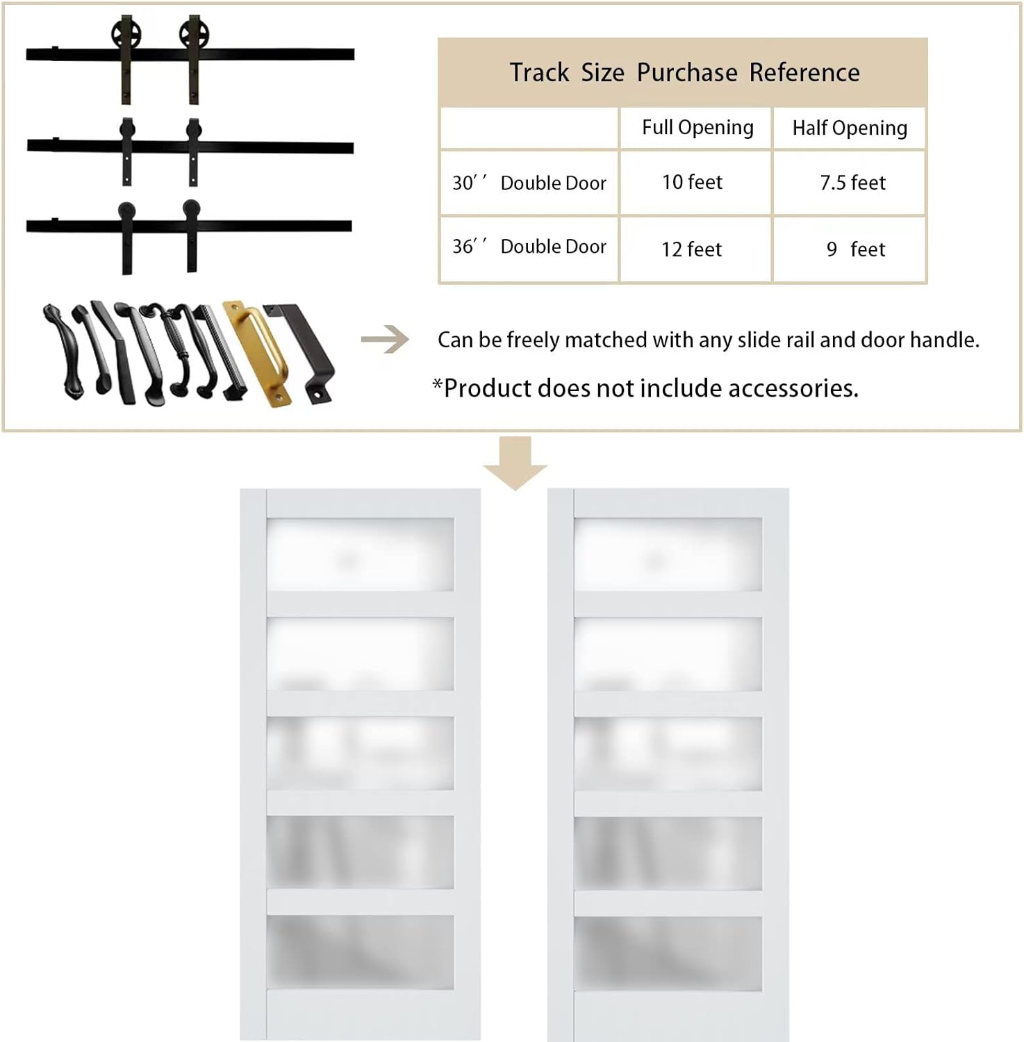 36''x84'' Frosted Glass Barn Door x 2 K907
