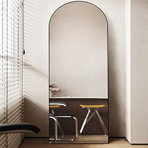 Arched Floor Mirror, 58" Full Length Mirror with Stand, Aluminum Frame - Black G72917