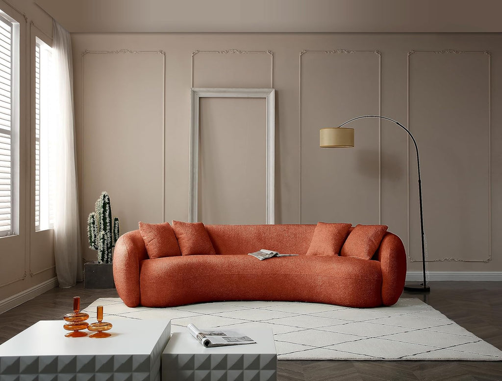 Orange Boucle 5 Seater Curved Sofa L36060