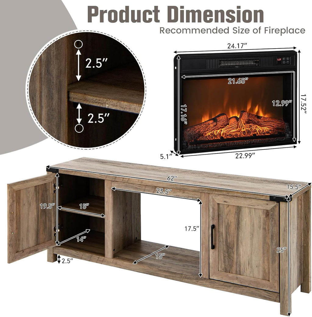 Electric Fireplace TV Stand with Storage Cabinets F5922