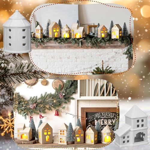 Ceramic Christmas Village Houses Porcelain Christmas Village Sets Matt Ceramic LED Lighted Xmas Town Houses X723809