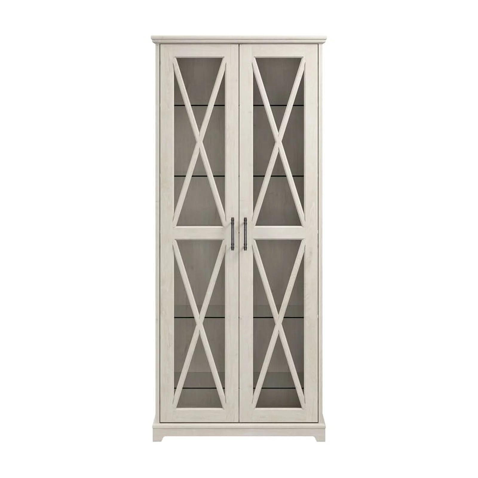 Linen White Oak Curio Cabinet with Glass Doors C3972