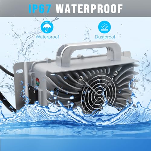 43.8V 20A Lithium Onboard Battery Charger for 36V 12S LiFePO4 Battery, IP67 Waterproof Smart Charger O729077