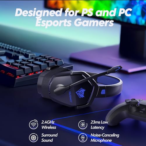 Dual Wireless Gaming Headset with Microphone (Black-Orange) O963