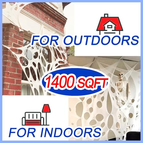 Blue Giant Outdoor Spider Web Decorations Set with 3 Blacklight (48FT x 4FT) I59909