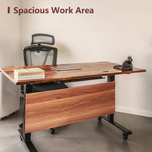 8FT White Folding Training Table with Wheels M693
