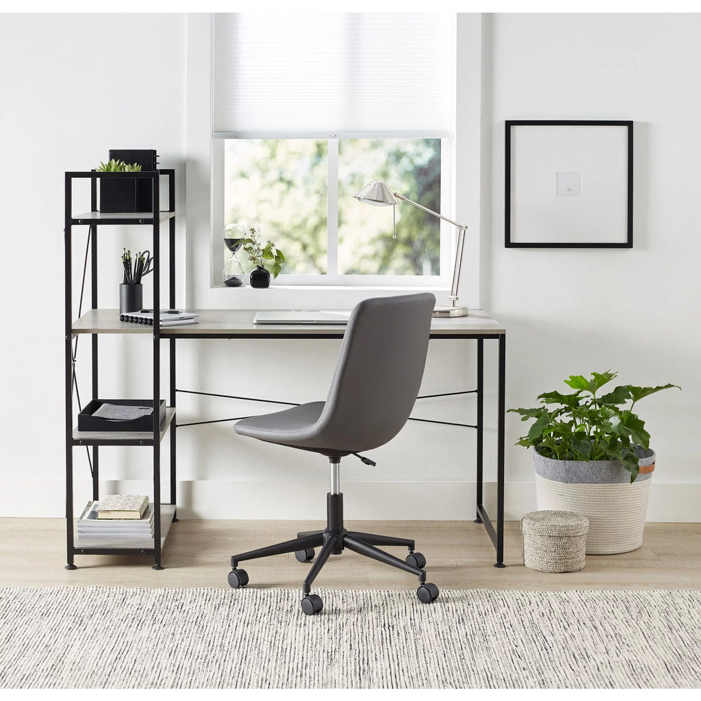 Gray Computer Desk With Storage Shelves Z920