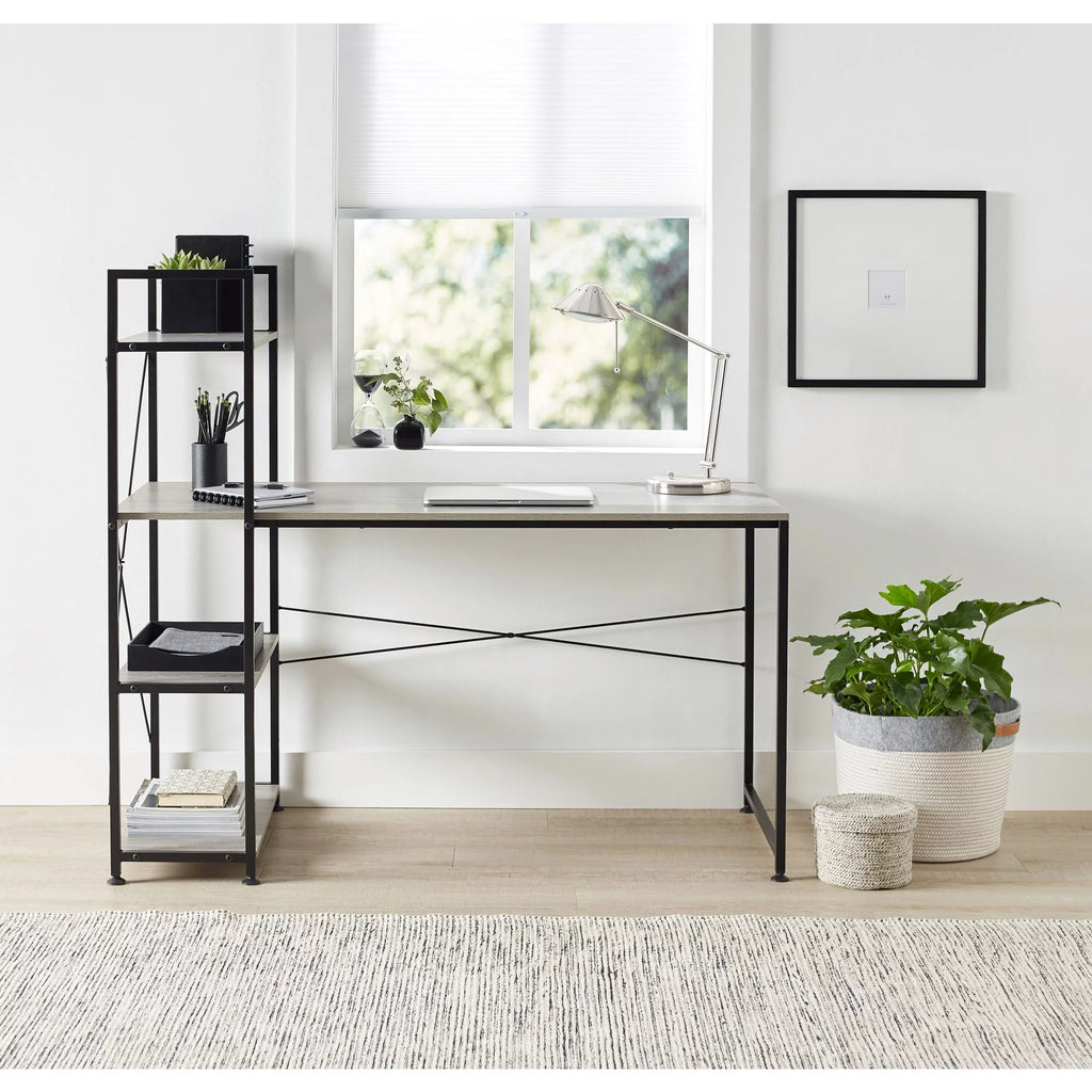 Gray Computer Desk With Storage Shelves Z920