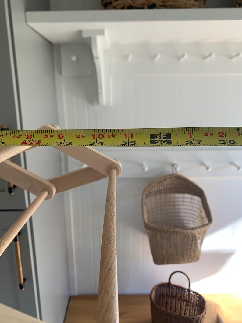 21” x 16” Collapsable Wooden Wall Mounted Drying Rack with Peg Hooks K54234