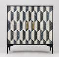 Black 2 Packs Sideboard with 4 Faux Marble Doors and Gold Handles, 27.6 X 15.75 X 31.5 Inches V781