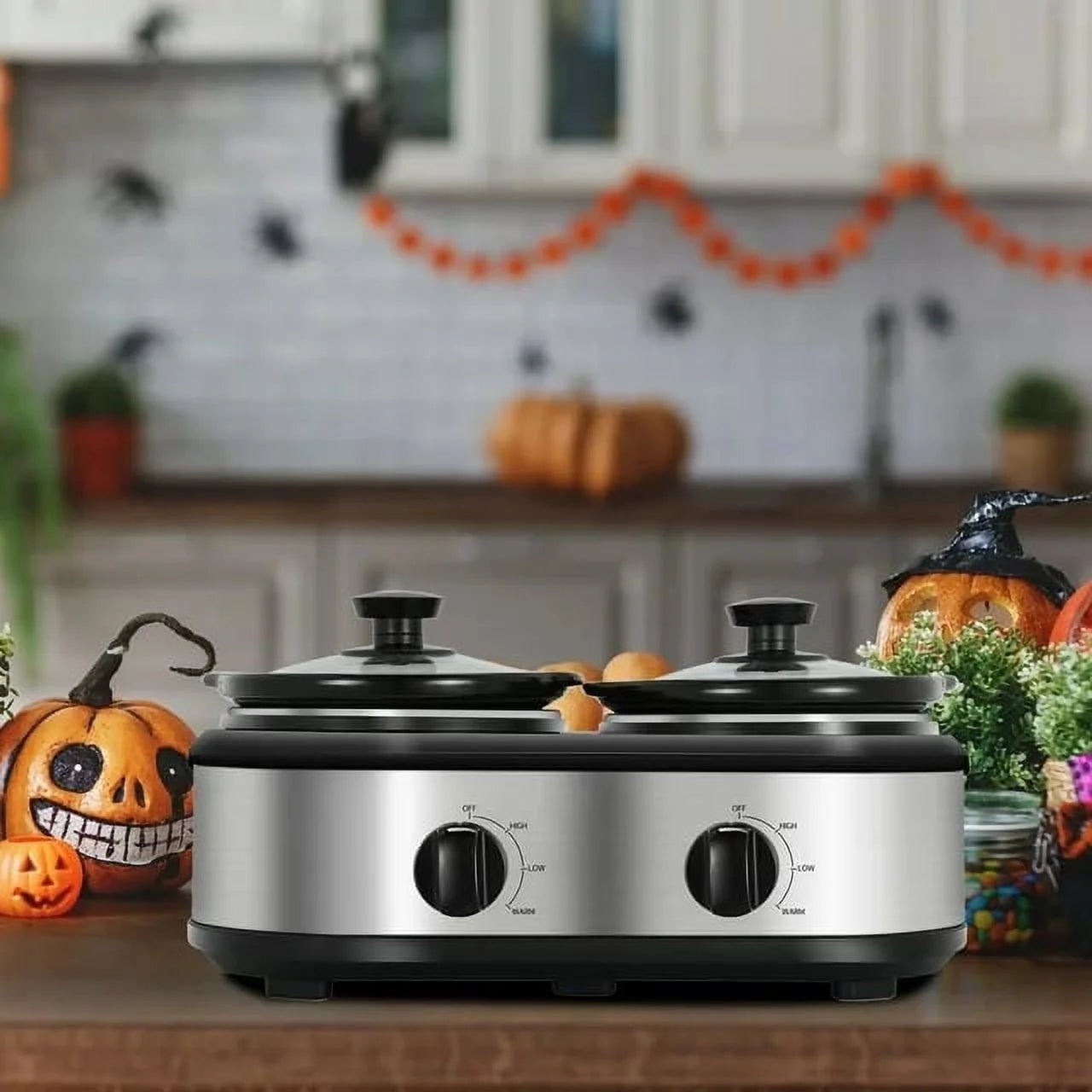 2.5QT Dual Pot Slow Cooker With Adjustable Temp Stainless Steel Removable Pots R56105