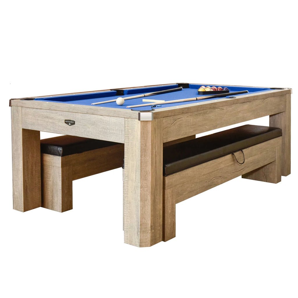 Rustic Gray 7-ft Pool Table Combo Set with Benches S75467