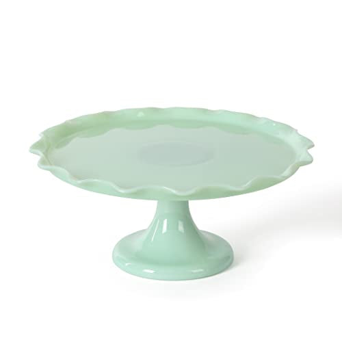 10 Inch Jadeite Cake Stand with Glass Dome J50914