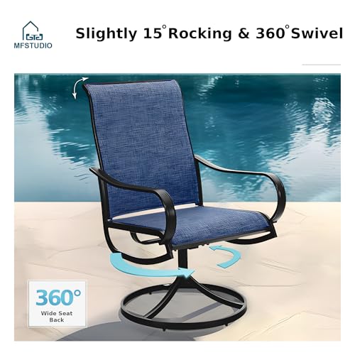 8 Piece Patio Dining Set with 6 Grey Sling Swivel Chairs, 1 Rectangular Metal Table and 1×13 FT Beige Outdoor Umbrella X773