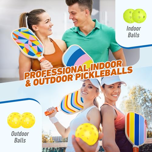 Set of 4 Wood Pickleball Paddles with Carry Bag L43660