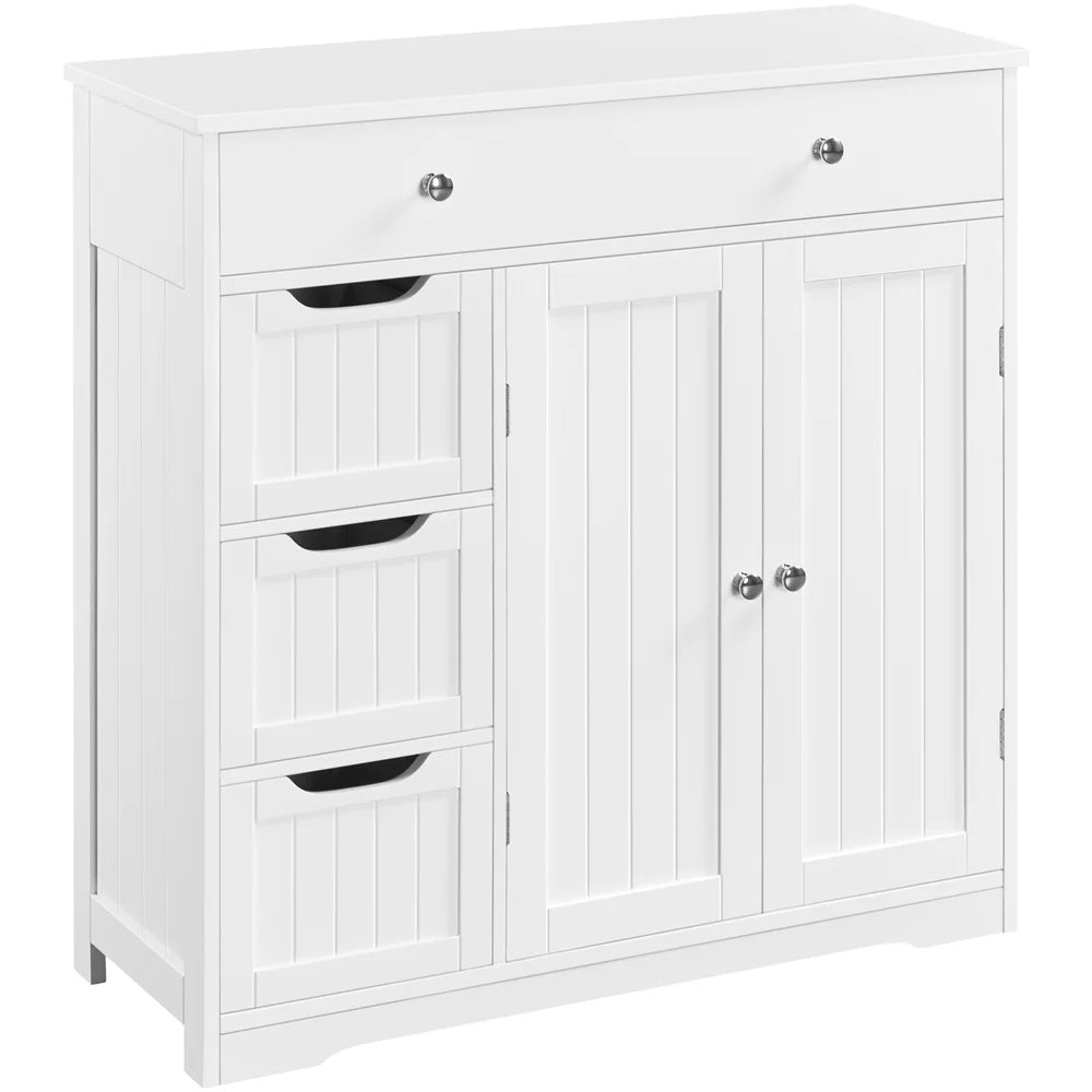 White 4 Drawer Floor Storage Cabinet with Adjustable Shelf E464