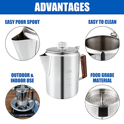 9 Cup Stainless Steel Coffee Percolator H69181