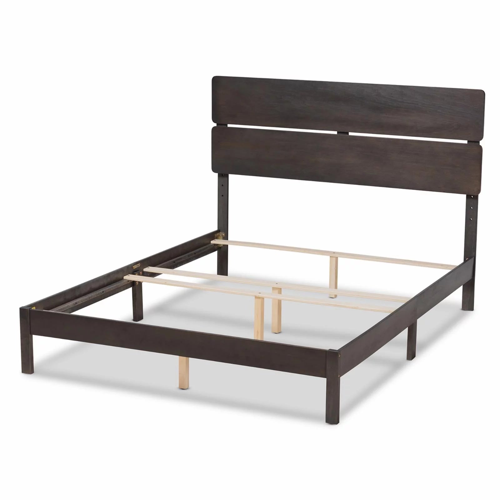 Gray and Oak Finished Wood Full Size Panel Bed P7012
