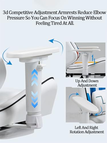 White Leather Swivel Gaming Chair with Footrest G77972