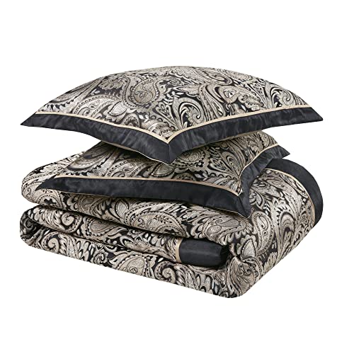 Black 7 Piece Cal King Faux Silk Down Alternative Comforter Set Y123101