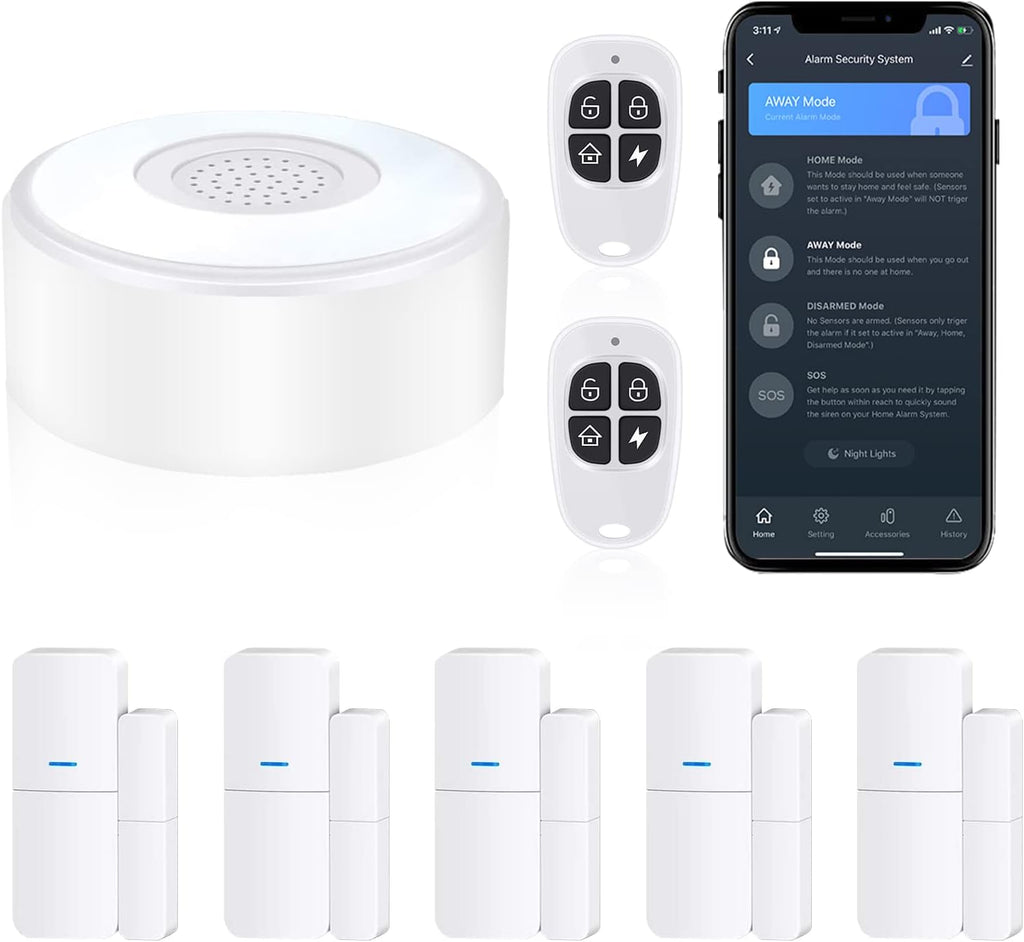 8 Pieces Wireless Smart Door Alarm System with Phone APP Alert U537209