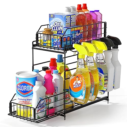 2 Tier Pull Out Cabinet Organizer with Hanging Rail E444